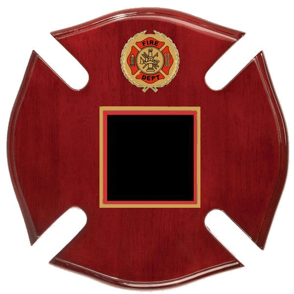 Firefighter Plaque - Maltese Cross - Rosewood (A5124) Firefighter Quest Awards - Plaque