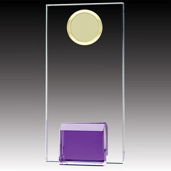 Glass Award - Gemstone Violet Block (A3509) Glass Award Quest Awards - Award