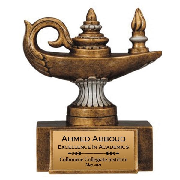 Academic Trophy - Lamp of Knowledge Solid Trophy - (A3882) 7 1/4