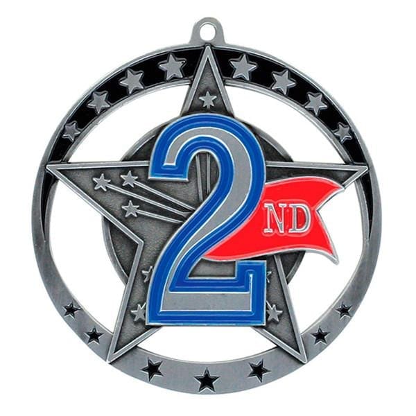 Achievement Medallion - Star Series 2nd Place - 2 3/4
