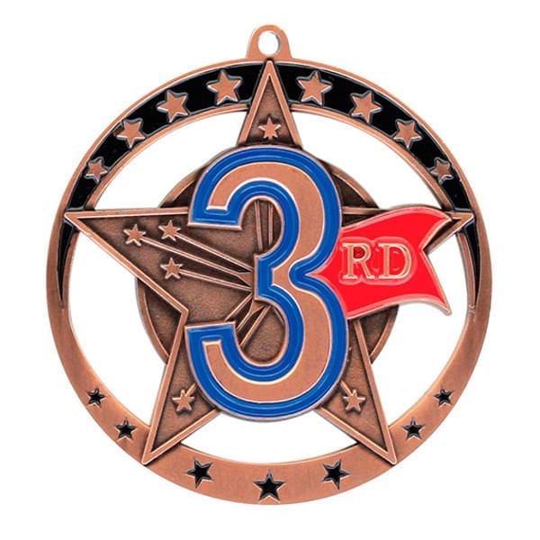Achievement Medallion - Star Series 3rd Place - 2 3/4