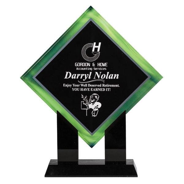 Acrylic Award - Diamond Stands Series - Green (A3318) - Quest Awards
