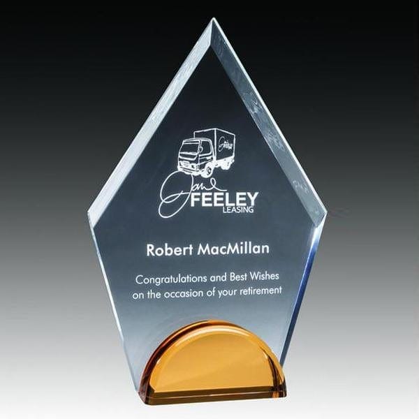Acrylic Award - Prism Crest with Gold Base (A3209) - Quest Awards