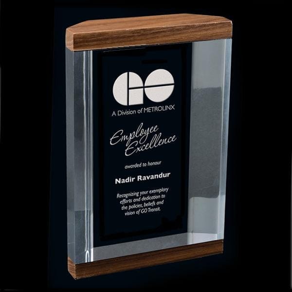 Acrylic Clear & Solid Walnut Mackinac (A3674) Acrylic Award Quest Awards - Award