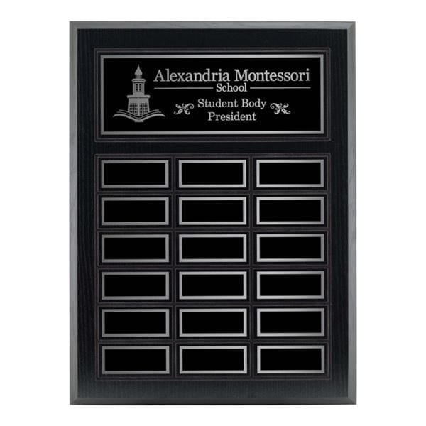 Annual Plaque - Black Ash  Laminated Plaque - 18 Plates (A3512) - Quest Awards