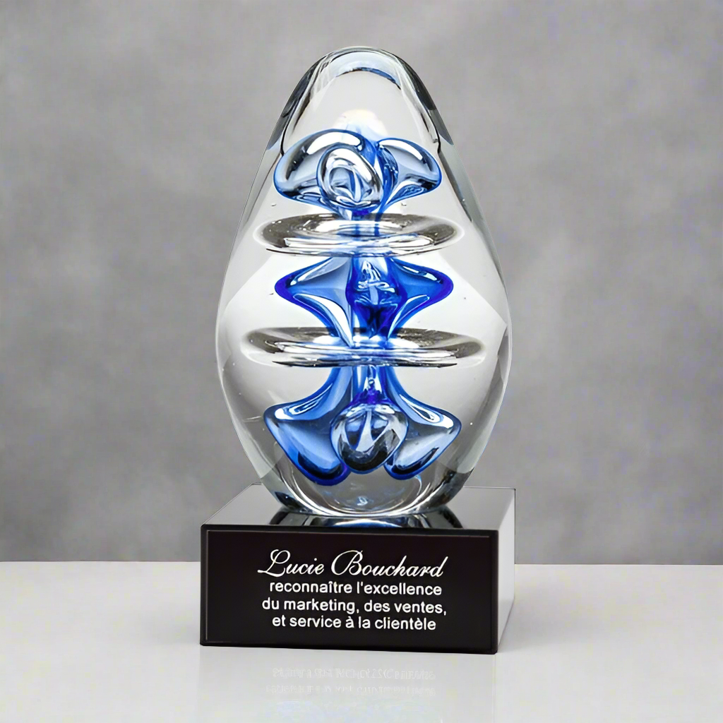 Art Glass Award - Blue Bubble 5 1/4