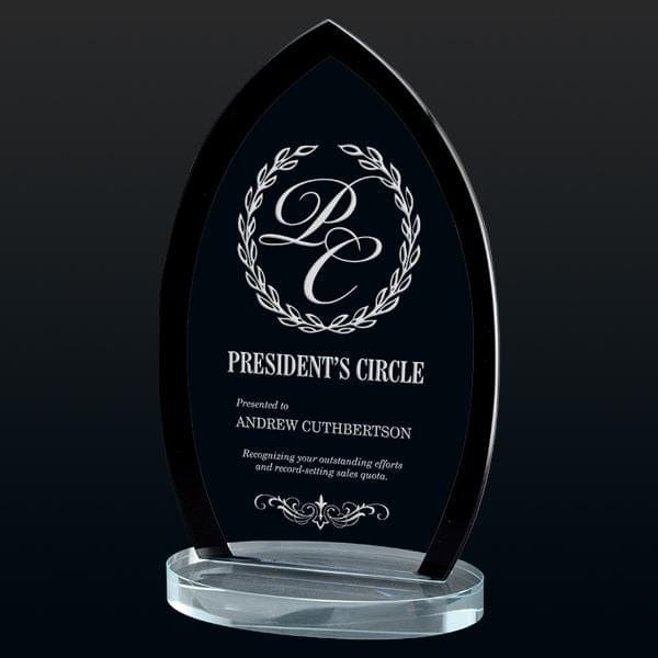 Clear Glass Award - Pearson Series Black (A3688) Glass Award Quest Awards - Award