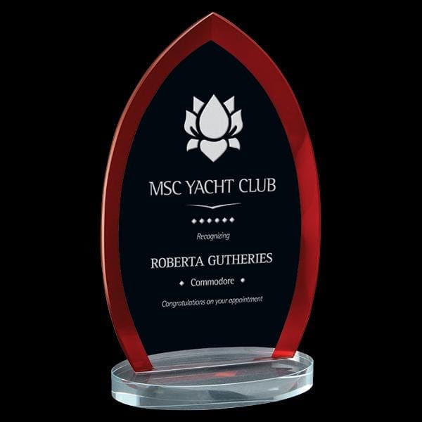 Clear Glass Award - Pearson Series Red (A3690) Glass Award Quest Awards - Award