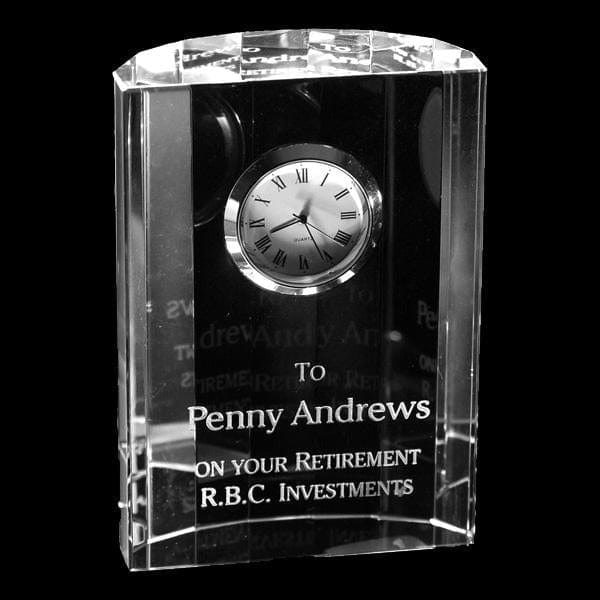 Clock - Optic Crystal - Crescent (A3357) - Quest Awards