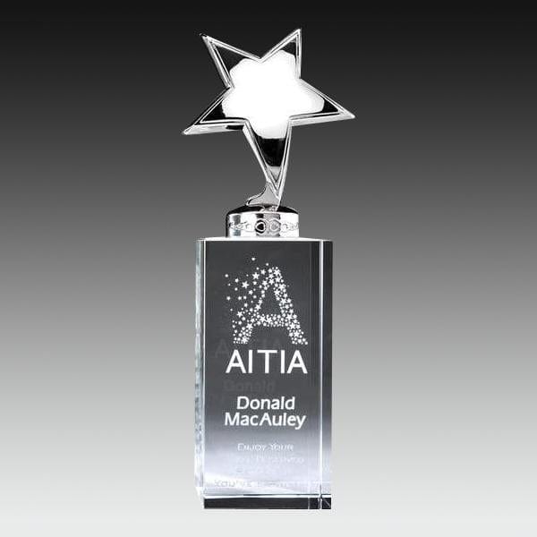 Crystal Award - Metal Star on Crystal Riser (A2306) - Quest Awards