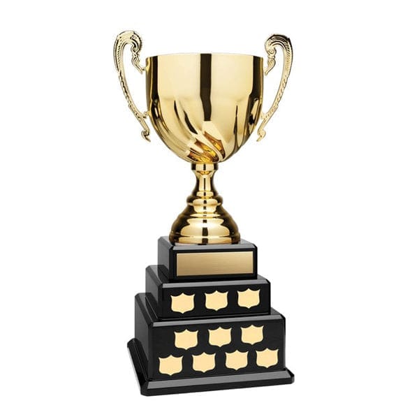 Cup- Annual - Gold Cup on 3 Tier Black Piano Finish Base (A4002) Cups Quest Awards - Cups