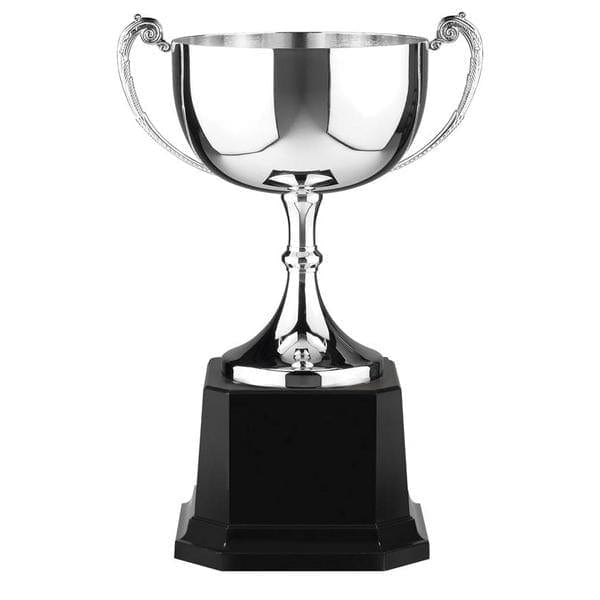 Cups - Nickel Plated - Wide Silver Cup on Black Base (A3407) - Quest Awards