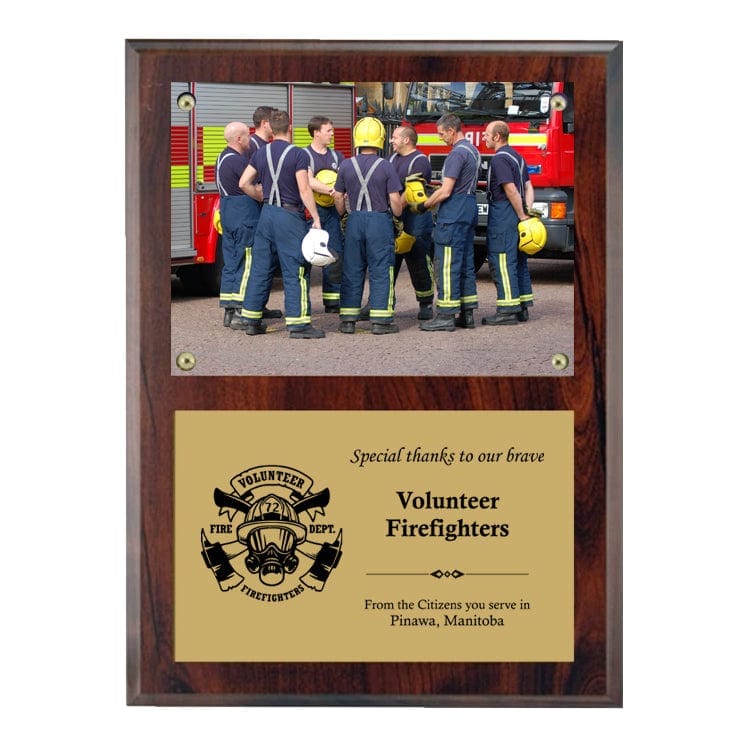Firefighter Photo Plaque -  Cherrywood  9