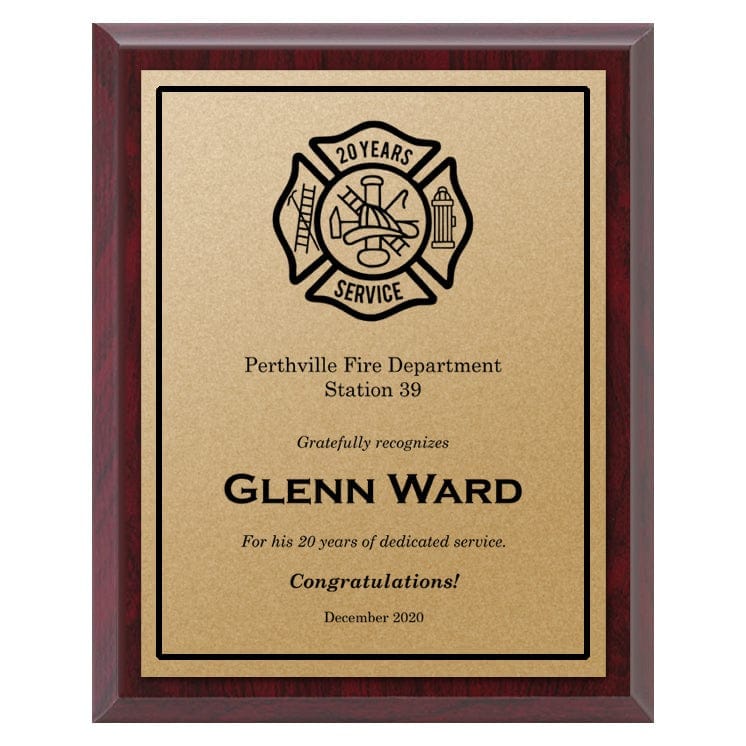 Firefighter Plaque - Economy - Gold Plate/Blk Engraving (A3811) Firefighter Quest Awards - Plaque