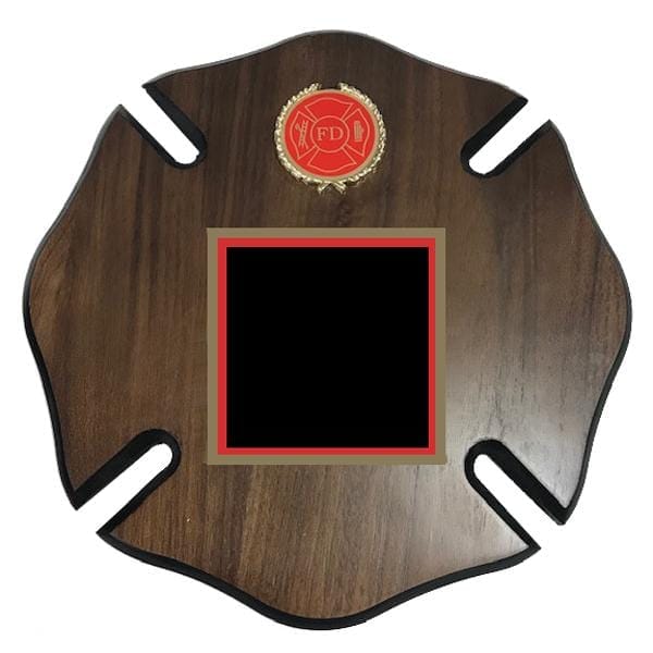 Firefighter Plaque - Maltese Cross - Laminated Wood with Adornments (A2407) - Quest Awards