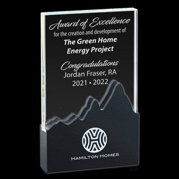 Glass Award - Prism Series Power Black Mountain Base (A3986) Glass Award Quest Awards - Award