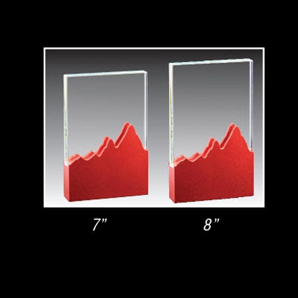 Glass Award - Prism Series Power Red Mountain Base (A3987) Glass Award Quest Awards - Award