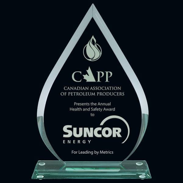 Glass Jade Award - Teardrop - 3 Sizes (A3352) - Quest Awards