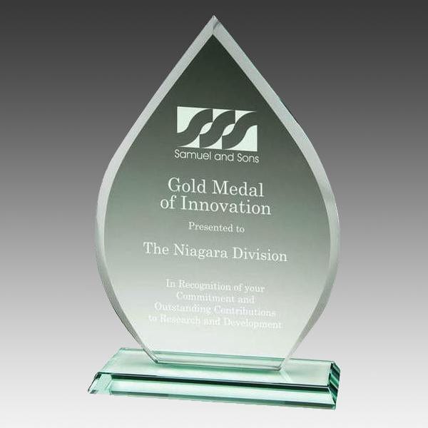 Glass Jade Award - Teardrop with Stand Award (A2553) - Quest Awards