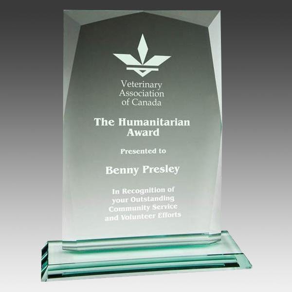 Glass Jade Award - Value Series - Beveled Rectangle (A2557) - Quest Awards