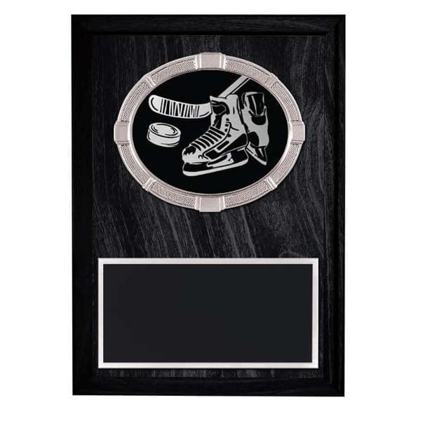 Hockey Plaque - Silver Impact Medal on Laminate Plaque (A2626) - Quest Awards
