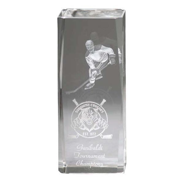 Hockey Trophy - Crystal Pillar 3-D Player (A2654) - Quest Awards