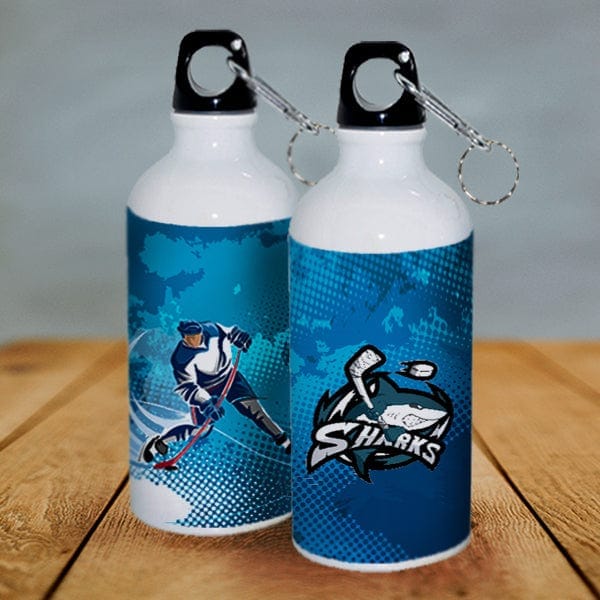 Hockey Water Bottle - Personalized 600 ML (20oz) Aluminum Sports Bottle (A3955) Water Bottles Quest Awards - Bottle