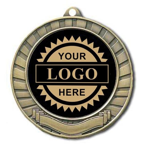 Logo Insert Medal - GOLD Banner - Gold Engraving - 2 3/4
