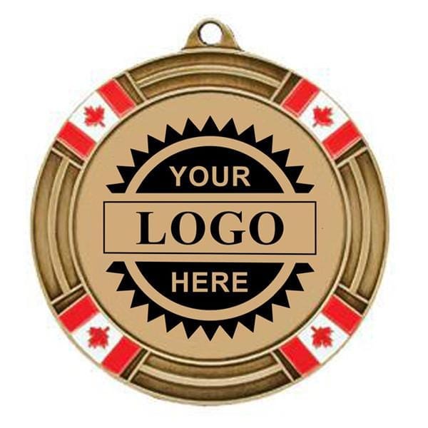 Logo Insert Medal - GOLD Canada Flag - Black Engraving - 2 5/8