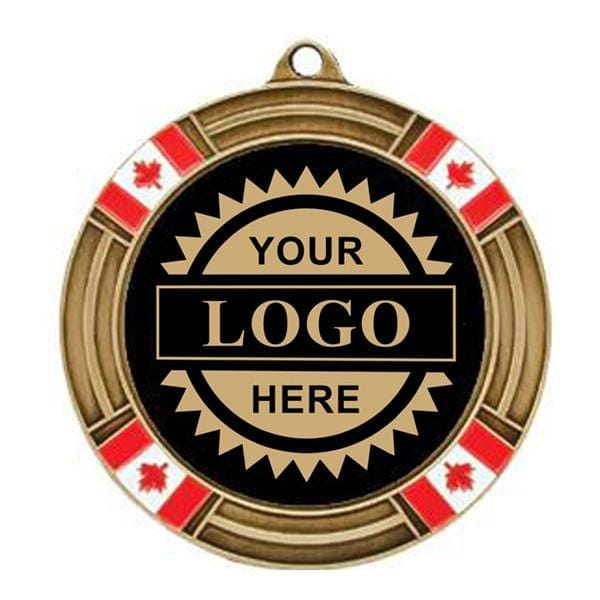 Logo Insert Medal - GOLD Canada Flag - Gold Engraving - 2 5/8