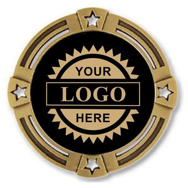 Logo Insert Medal - GOLD Four Star - Gold Engraving - 2 3/4