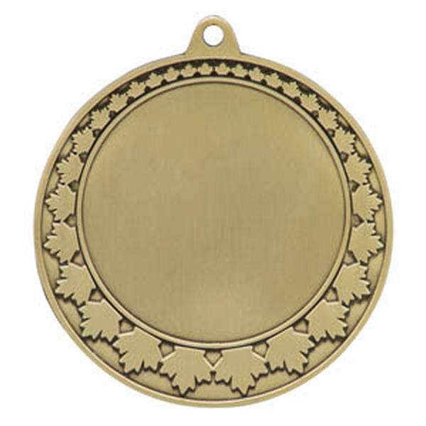 Logo Insert Medal - GOLD Maple Leaf Boarder - Black Engraving - 2 5/8