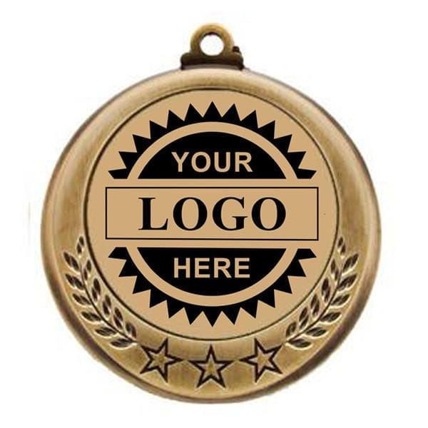 Logo Insert Medal - GOLD Three Star - Black Engraving - 2 3/4