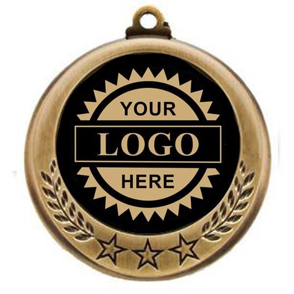 Logo Insert Medal - GOLD Three Star - Gold Engraving - 2 3/4