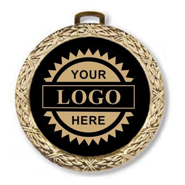 Logo Insert Medal - GOLD Weave - Gold Engraving - 2 1/2