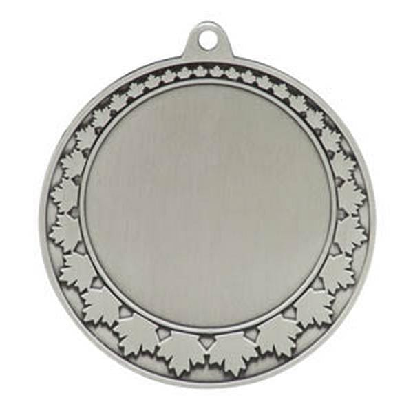 Logo Insert Medal - SILVER Maple Leaf Boarder - Black Engraving - 2 5/8