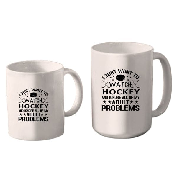 Mug Hockey - Just Want to Watch Hockey (A3911) Coffee Mug Quest Awards - Mug