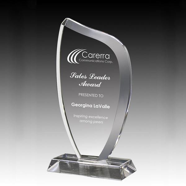 Optic Crystal Glass Award - Regal Series - Flame (A3727) Crystal Award Quest Awards - Award