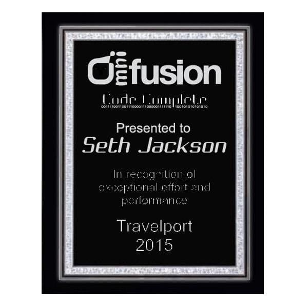 Piano Finish Plaques - Black with Silver Florentine Plate (A2890) - Quest Awards