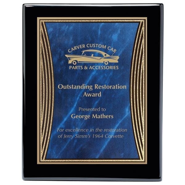 Piano Finish Plaques - Ebony with Designer Brass Plate (A2892) - Quest Awards