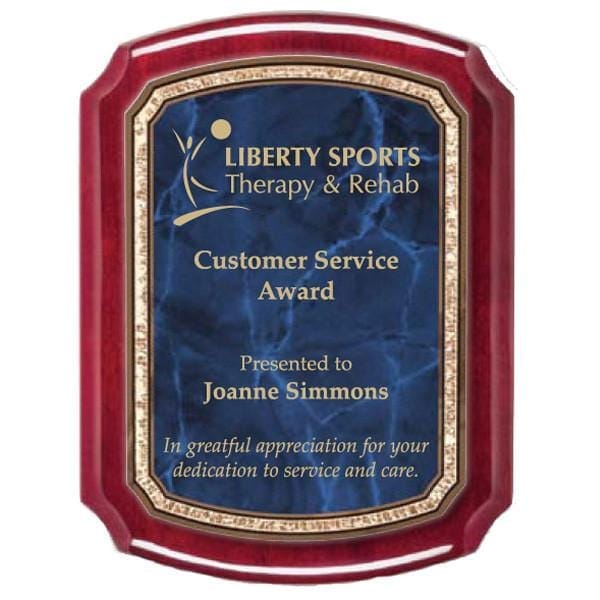 Piano Finish Plaques - Rosewood Piano Blue Florentine Plate (A2896) - Quest Awards