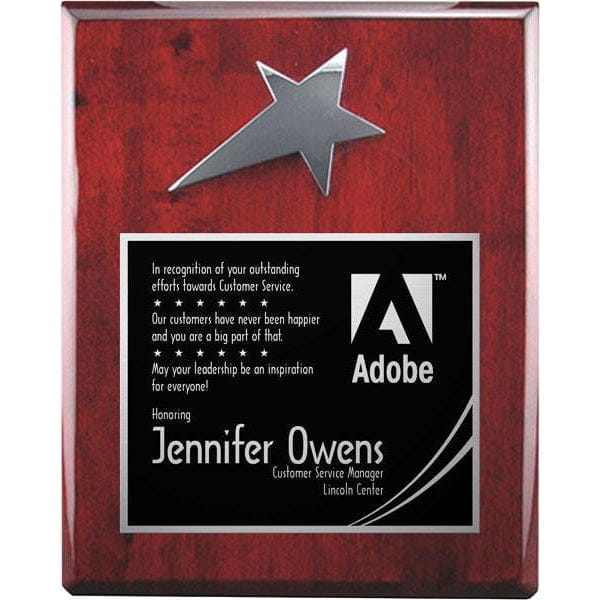 Piano Finish Plaques - Rosewood Silver Star (A2901) - Quest Awards