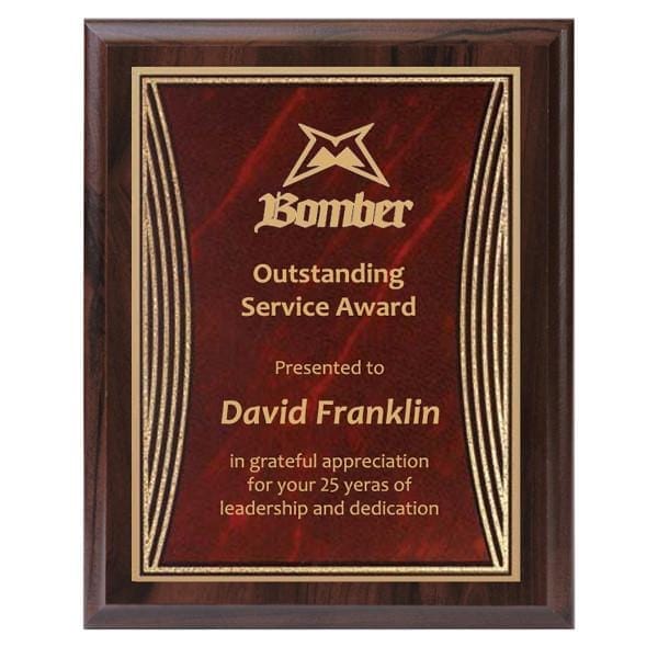 Plaque - Tribute Series Red Marble Plate with Gold Engraving (A2925) - Quest Awards