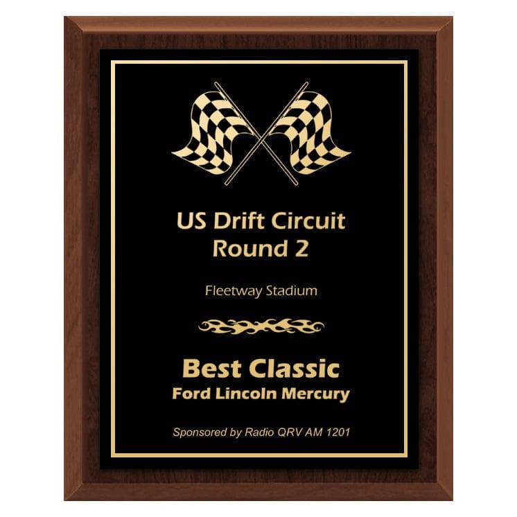 Racing Plaque - Economy - Black Plate/Gold Engraving (A3839) Racing Quest Awards - Plaque