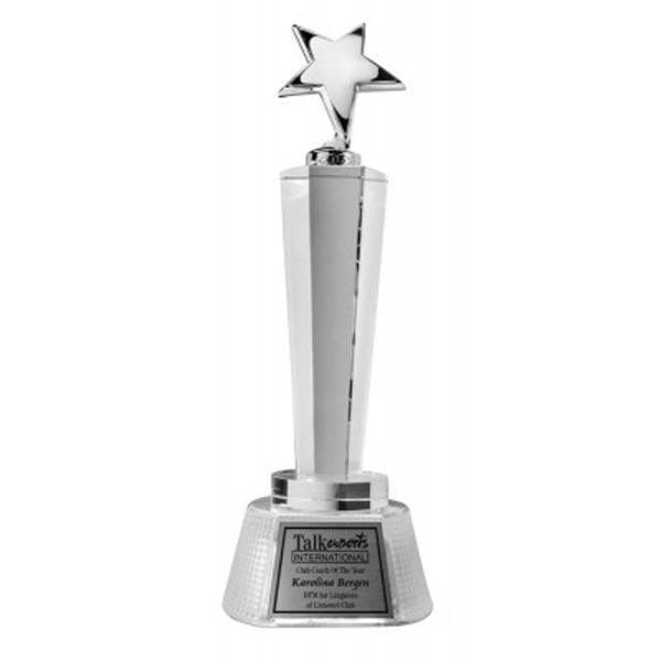Star Award - Polished Metal Star on Crystal Riser (A3388) - Quest Awards