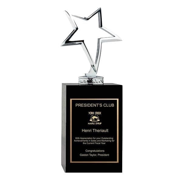 Star Awards - Open Metal Star on Black Wood Base (A3082) - Quest Awards