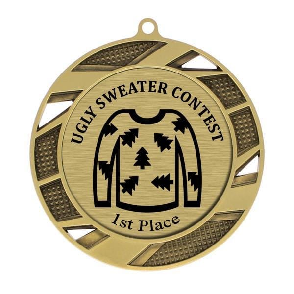 Ugly Sweater Medallion - 1st Place - Gold Solar Series Medal 2 3/4
