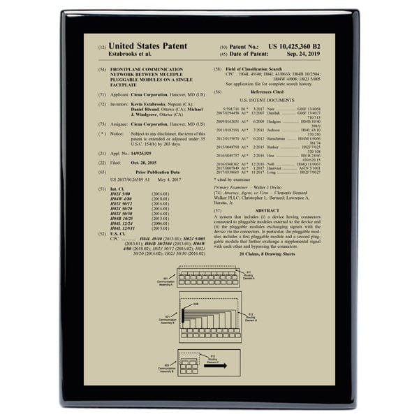 USA Patent Plaque - Front Page Black Piano (A6157) Patent Plaque Quest Awards - Patent Plaque
