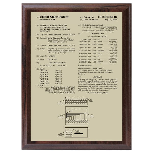 USA Patent Plaque - Front Page Gold on Cherrywood (A6159) Patent Plaque Quest Awards - Patent Plaque
