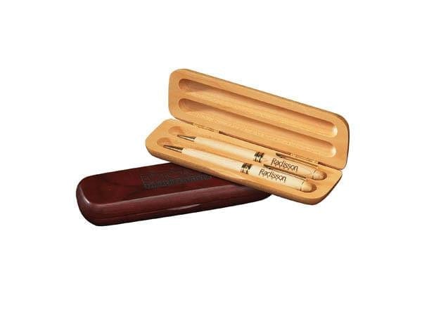 Wood Double Pen and Pencil Box (A3195) - Quest Awards